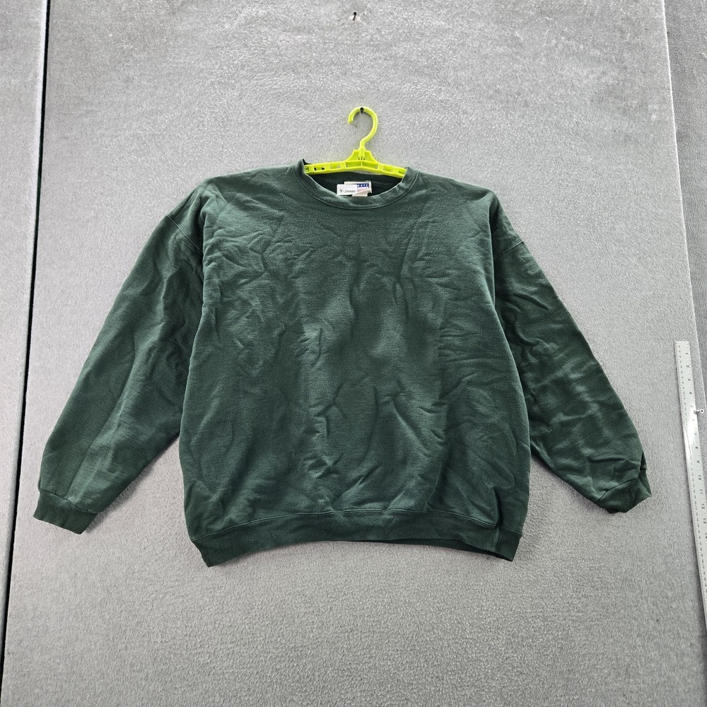 VINTAGE Hanes Men Sweatshirt XL (46-48) Green Fleece Long Sleeve Blank